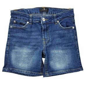 7 For All Mankind Girls Youth Shorts Size 10 Logo In Back Adjustable Waist Denim